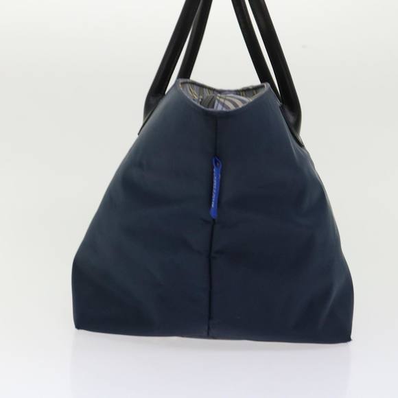 BURBERRY Nova Check Blue Label Tote Bag Nylon Navy Auth cl626 - Picture 4 of 16